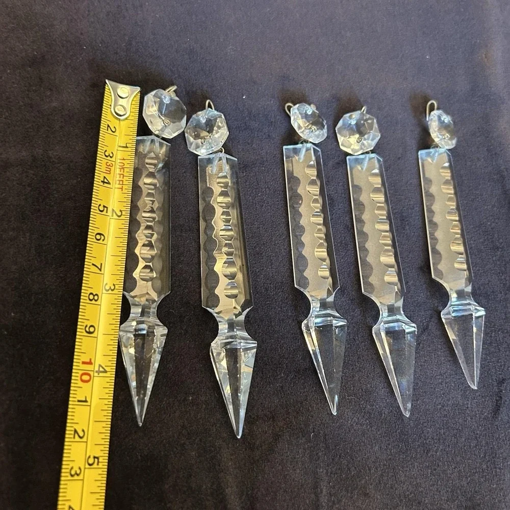 5 Antique Vintage Crystal Glass French Gothic Prism Chandelier LampvPart Luster